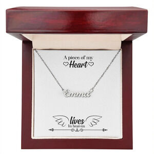 Memorial Message A Piece Of My Heart  Personalized Name Necklace Stainless Steel